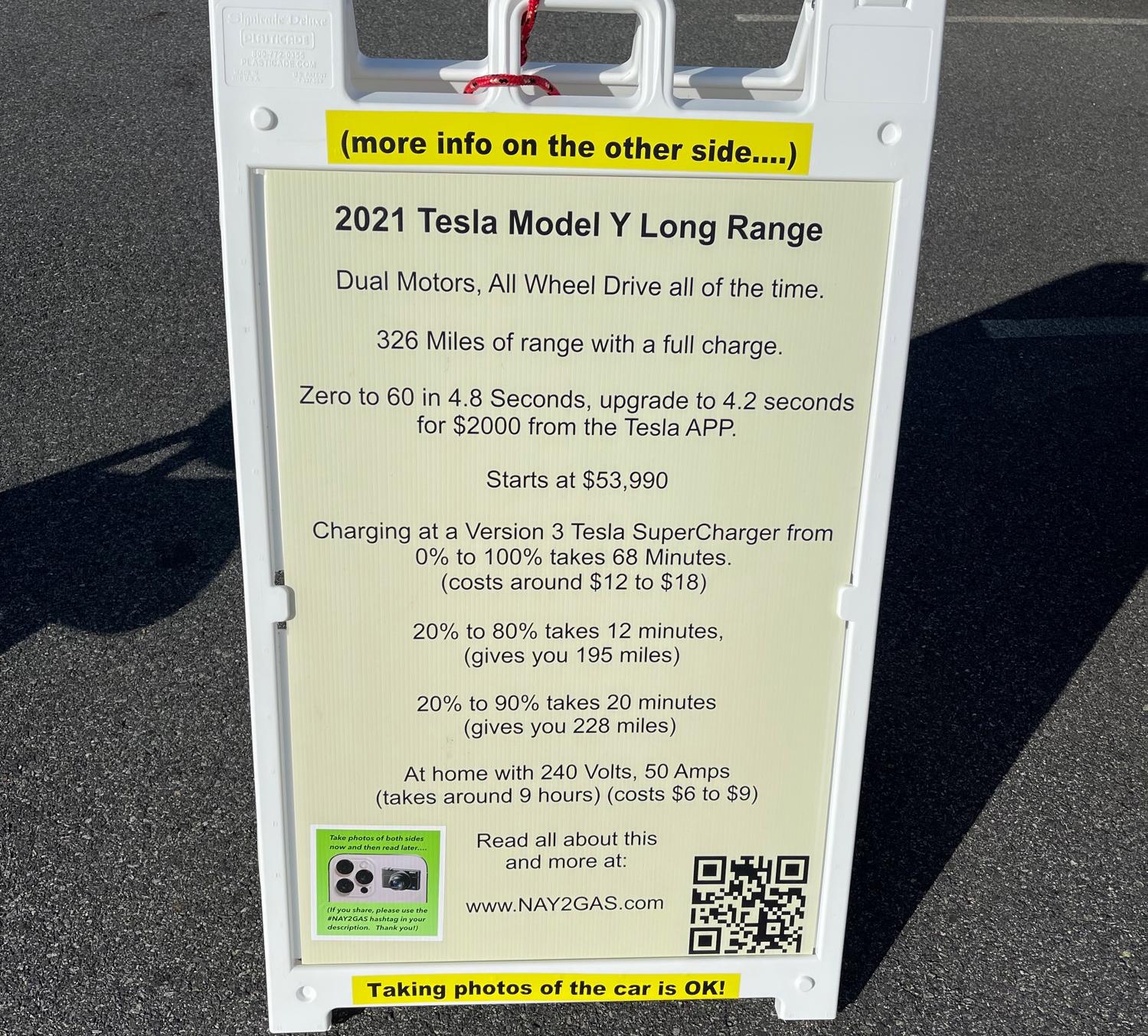 One side of a Display I made with Info about the Tesla Model Y